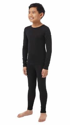 32 Degrees Kids Baselayer Top Pant Set, Black, Small