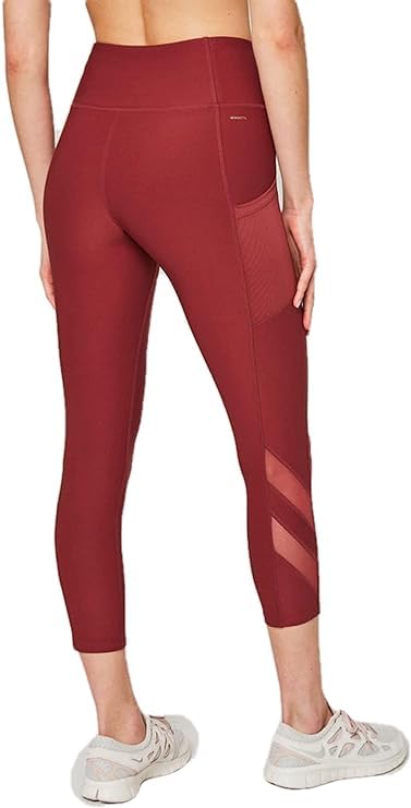 Mondetta Women's High Rise Tight Leggings, Alpha, Large, Regular Fit, Oxblood Red