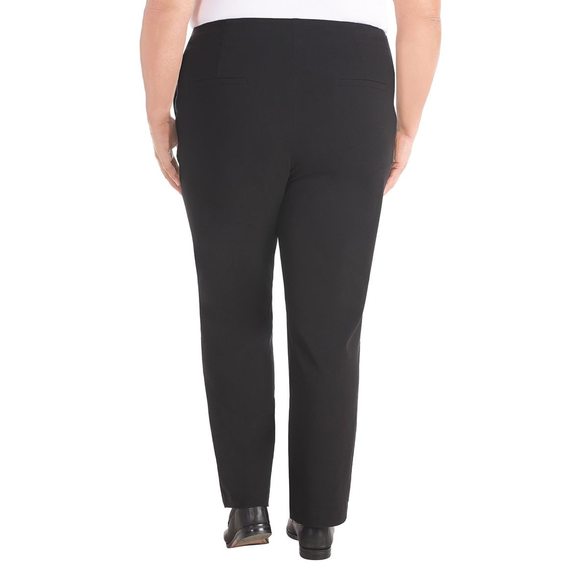 Hilary Radley Women's Ponte Pull-On Mid Rise Slim Leg Pants (Black, XL)