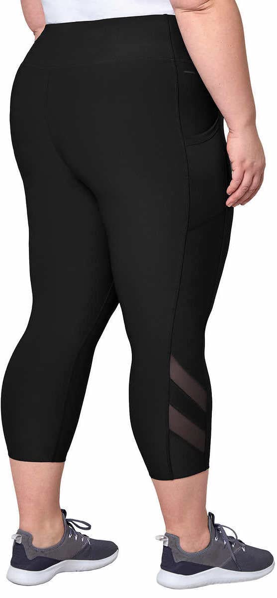 Mondetta Womens Midweight High Waisted Mesh Capri Legging (Small, Black)