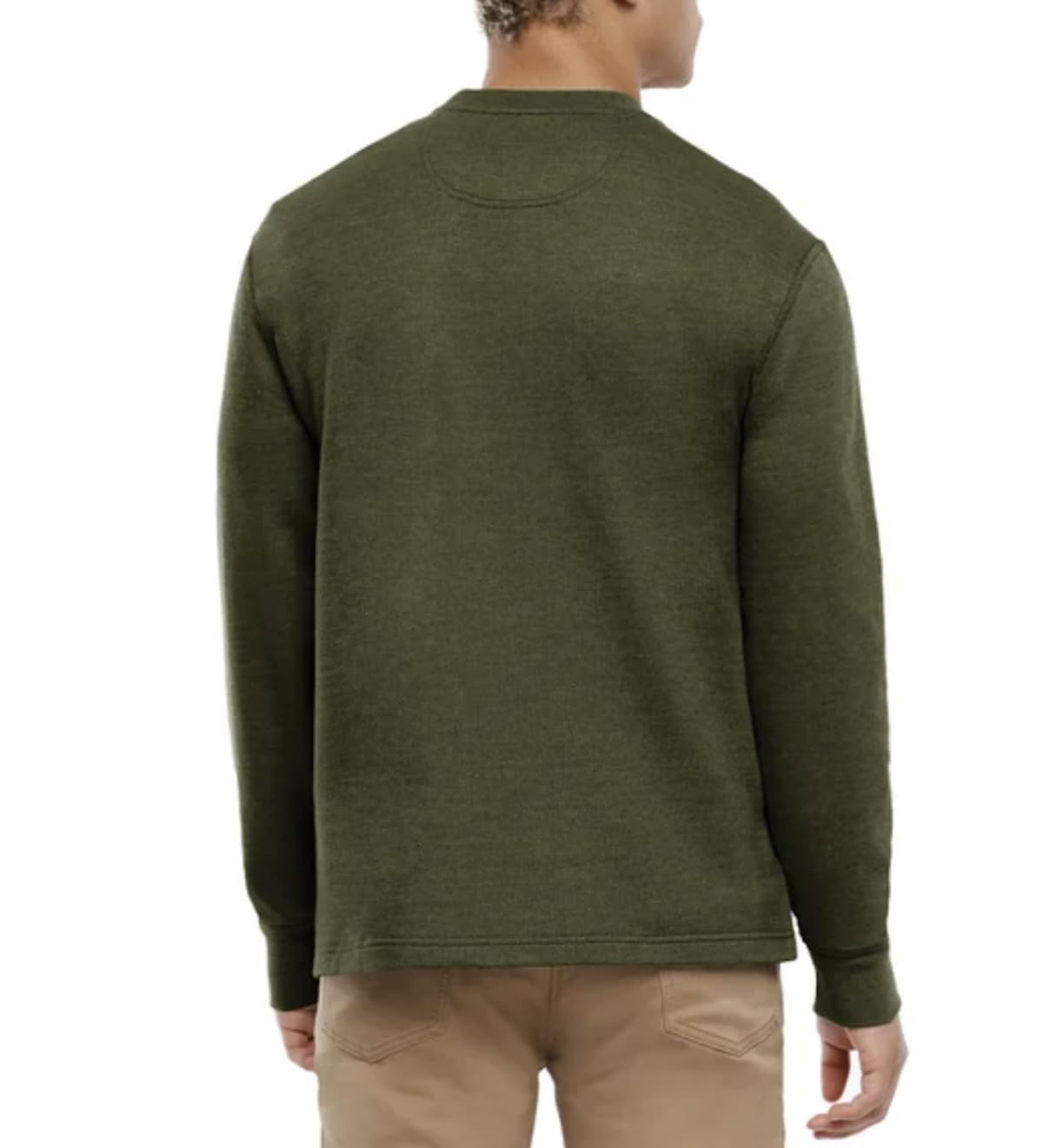 Orvis Men's Long Sleeve Textured Crew Pullover (US, Alpha, Small, Regular, Regular, Green)