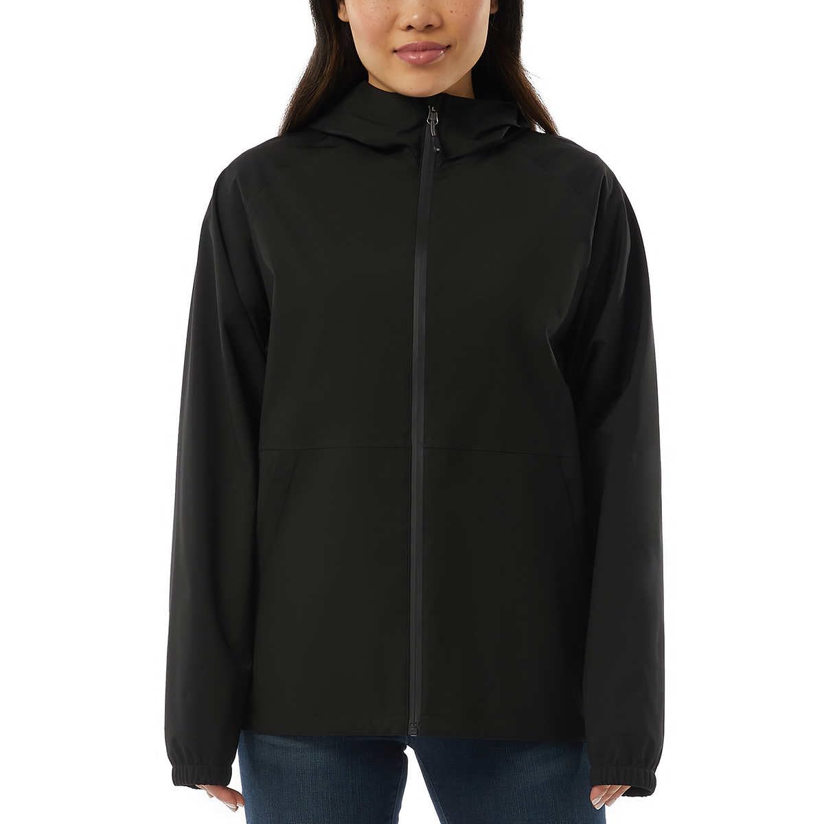 32 Degrees Unisex Rain Jacket, Black, Men's Medium/Women's Large