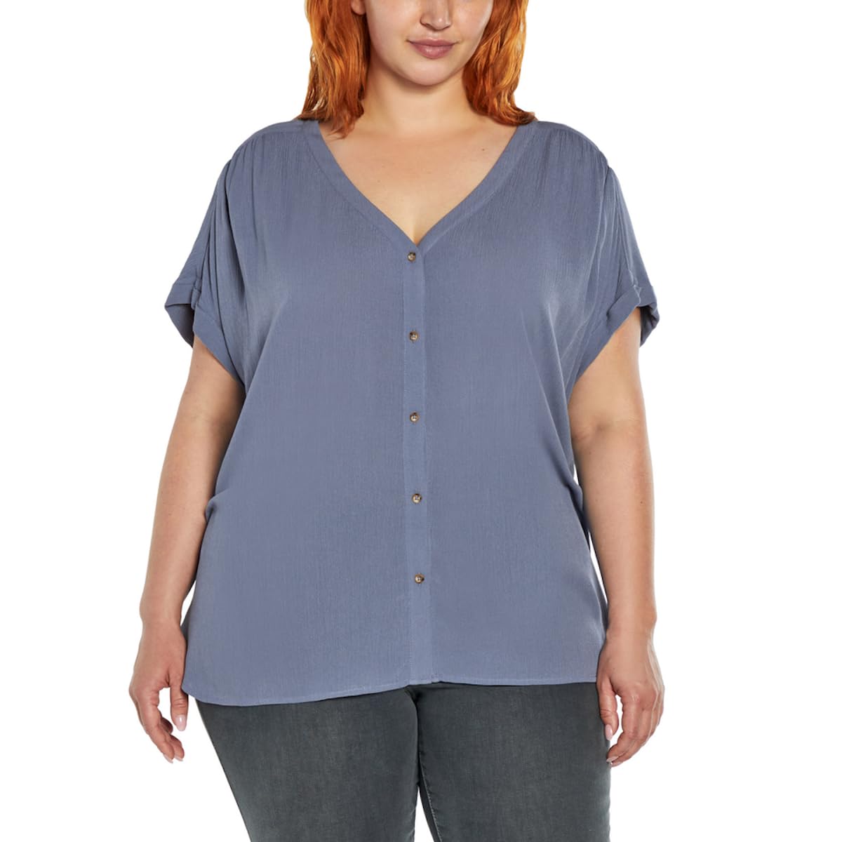 Orvis Women's Short Sleeve Button Front Blouse Shirt XX-Large, Regular, Blue)