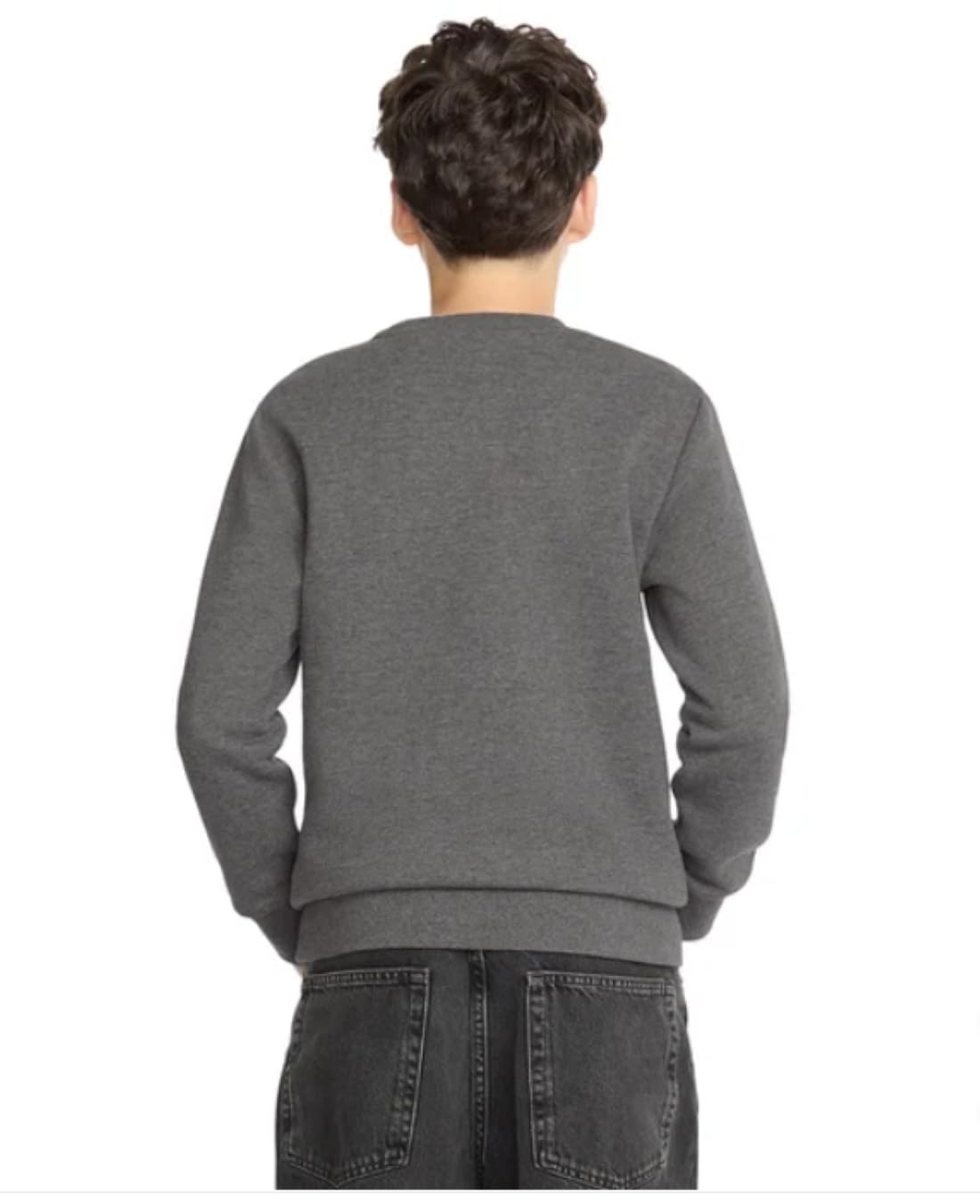 Calvin Klein Boys' Long Sleeve Logo Design French Terry Crewneck Tee (US, Alpha, Large, Regular, Grey)