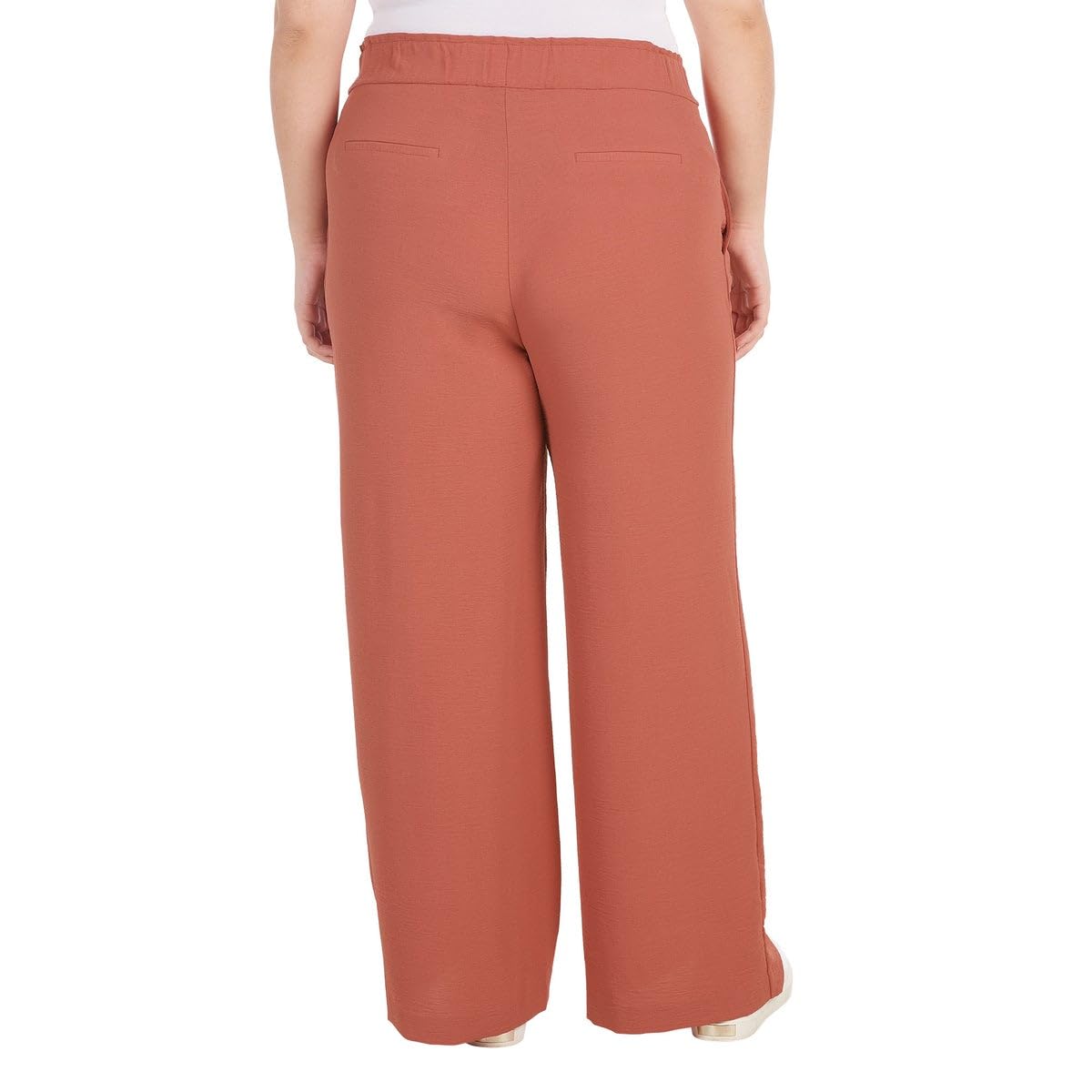 Hilary Radley Women's Wide Leg Crinkle Pants With Elasticwaistband (Red, XL)
