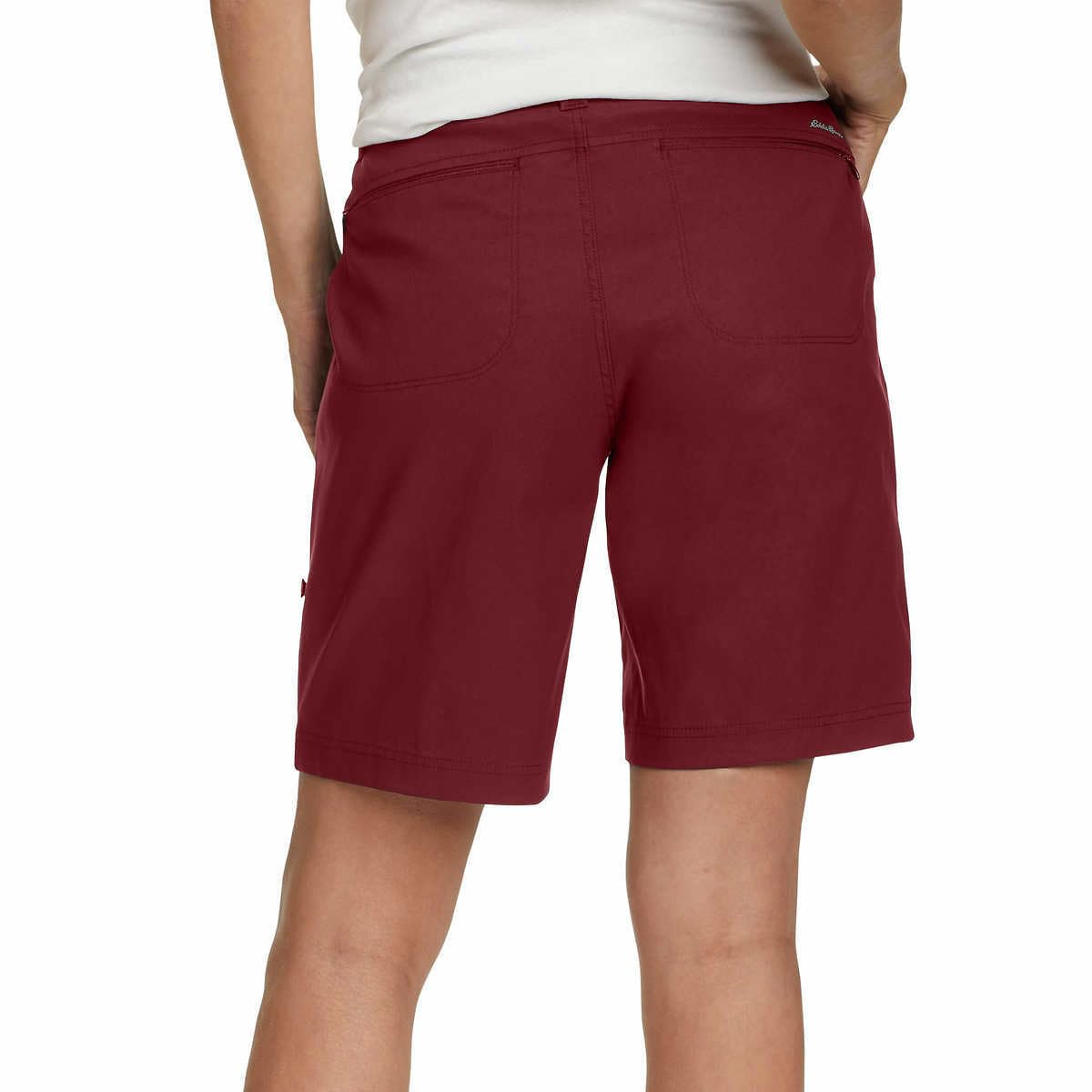 Eddie Bauer Women's Stretch UPF 50 Rolled Hem Adjustable Bermuda Short 10, Red