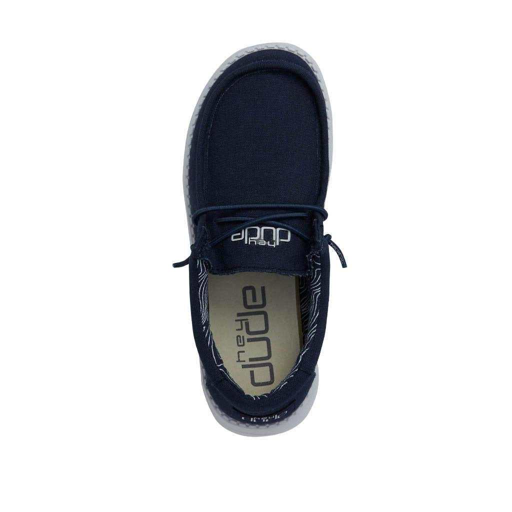 HEYDUDE Boy's Wally Youth Multiple Colors | Boys Shoes | Boy's Lace Up Loafers | Comfortable & Light-Weight Navy