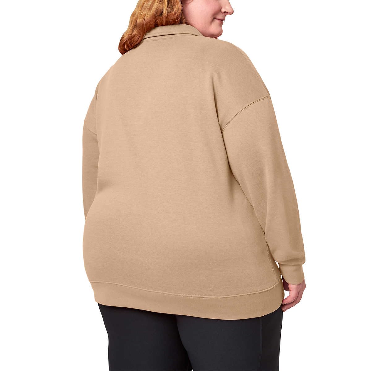 Mondetta Ladies' Collared Fleece Pullover Top (US, Alpha, X-Large, Regular, Regular, Tan)