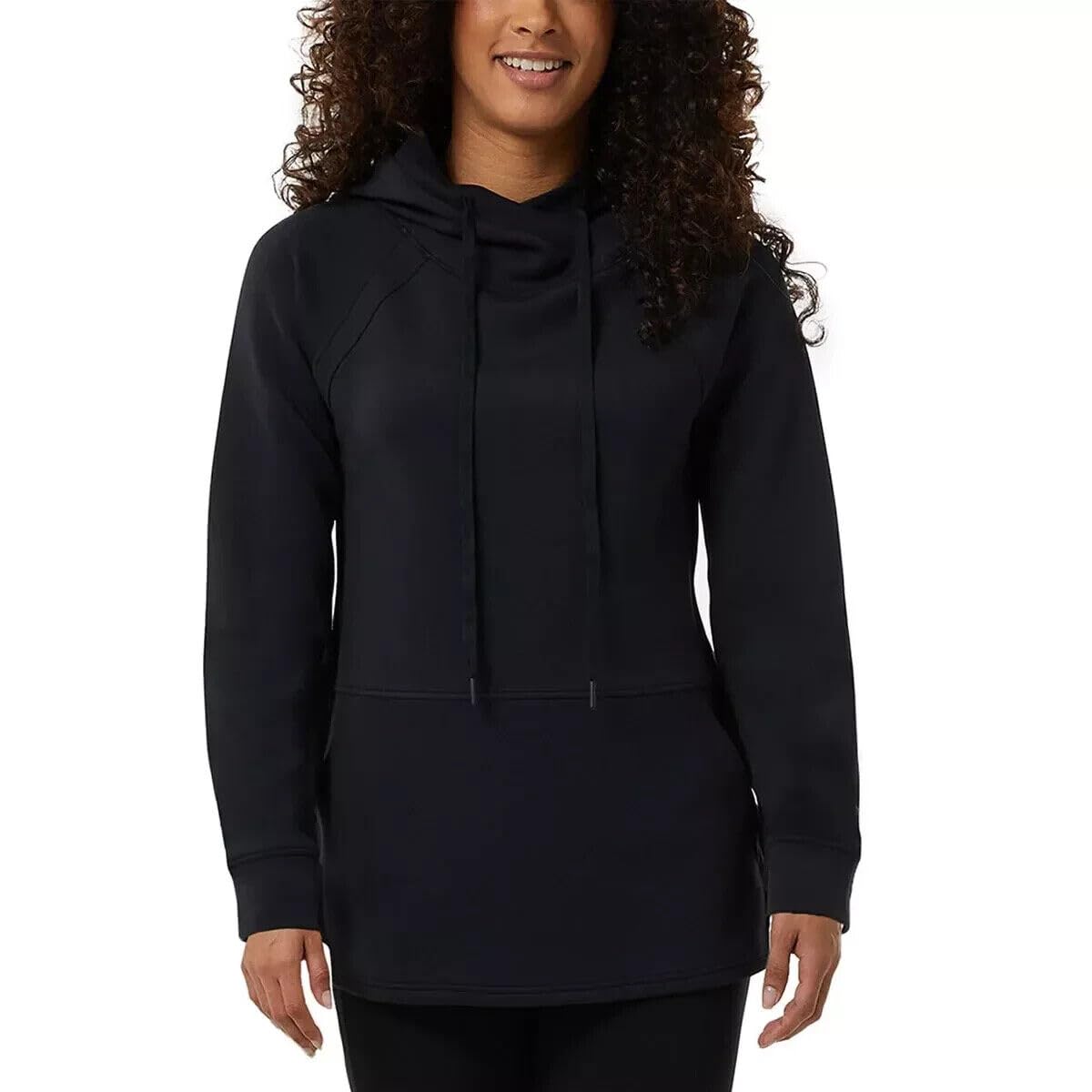 32 Degrees Women's Tech Hoodie - Raglan style pullover (Black, S)