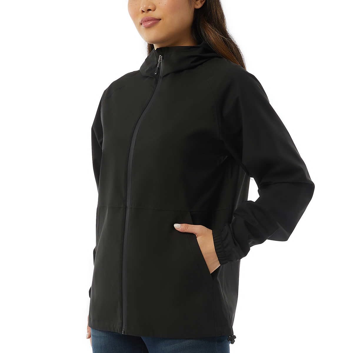 32 Degrees Unisex Rain Jacket, Black, Men's Medium/Women's Large