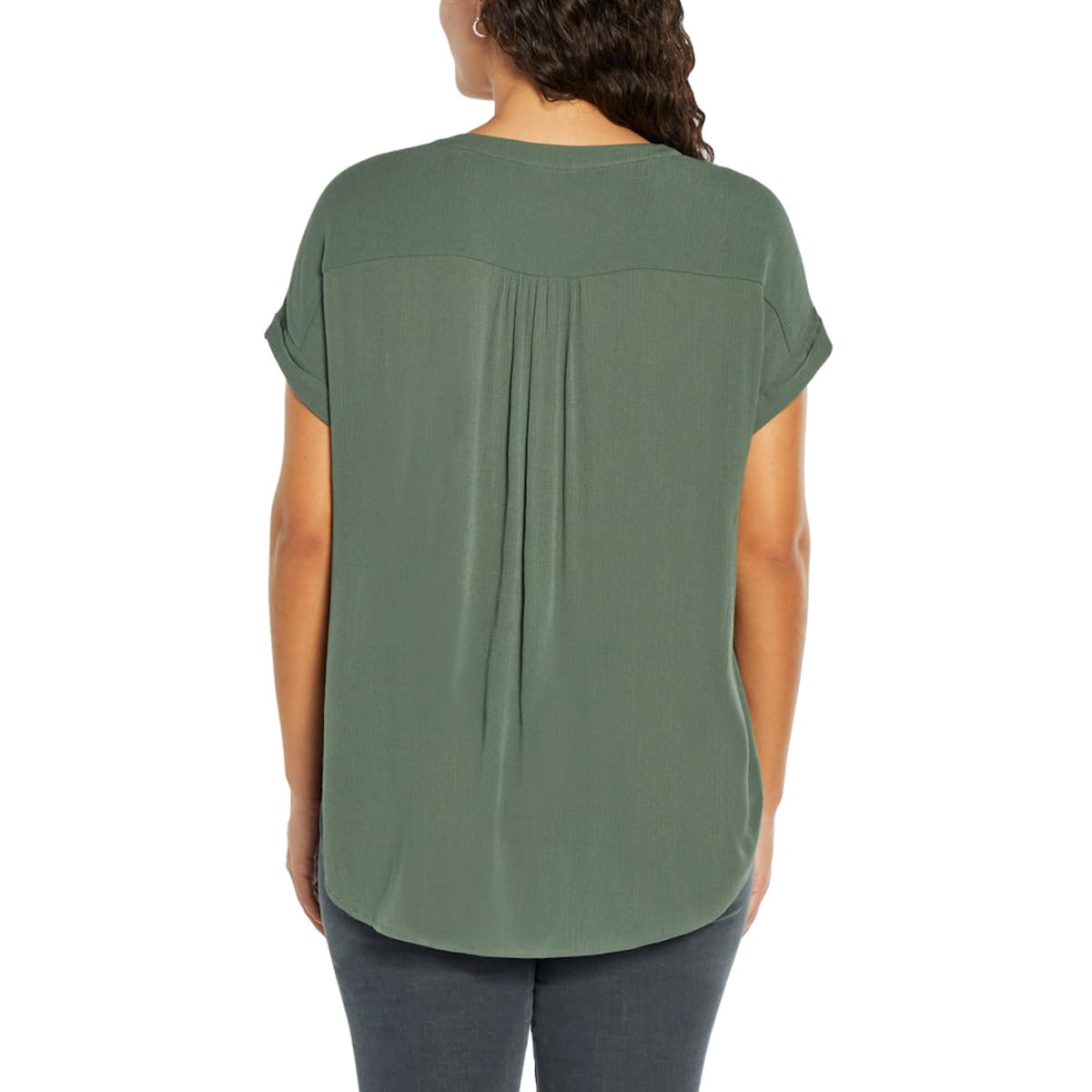 Orvis Women's Short Sleeve Button Front Blouse Shirt ( X-Large, Regular, Green)