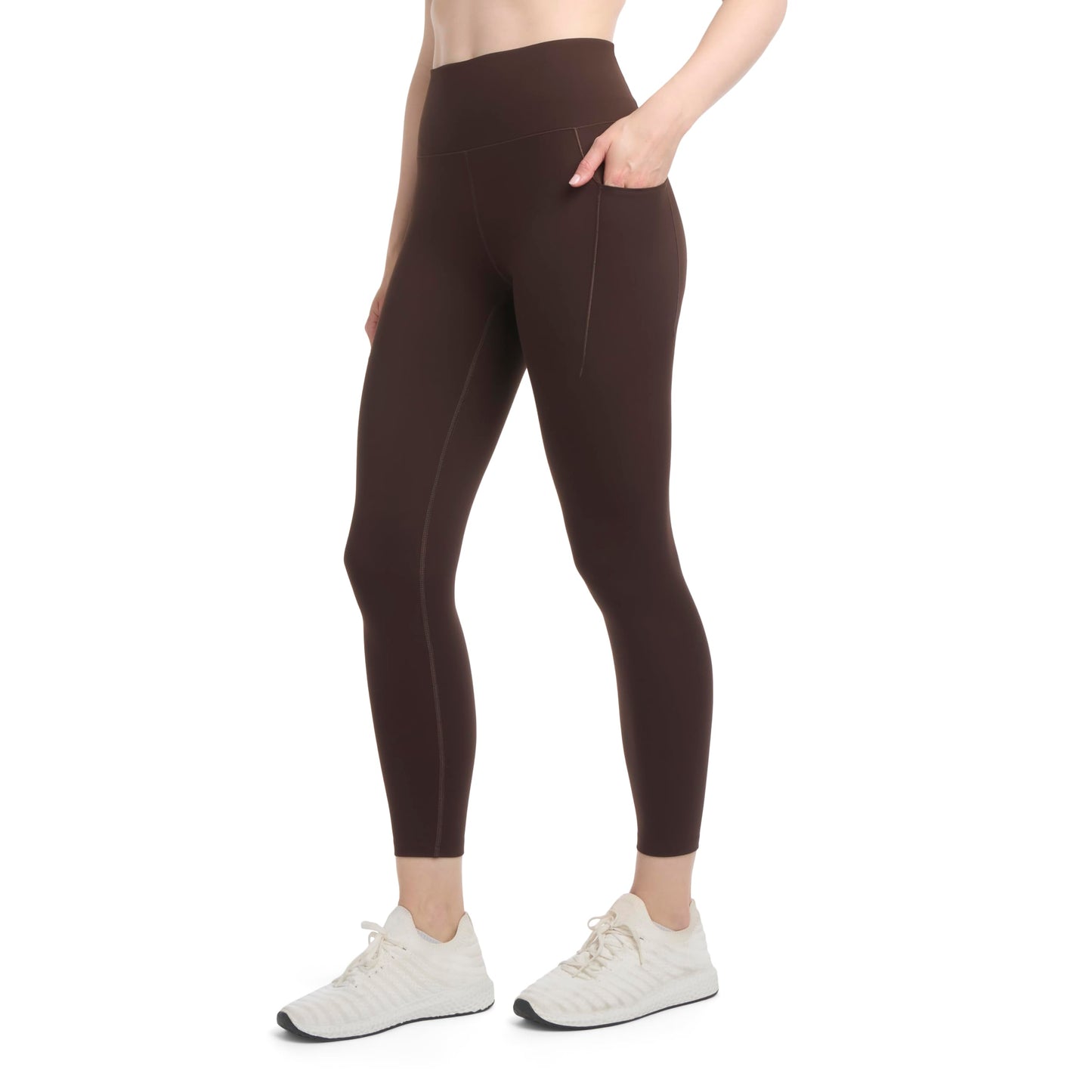 Danskin Women's Satin Stitch Shaped Back 7/8 Leggings, Espresso, X-Small
