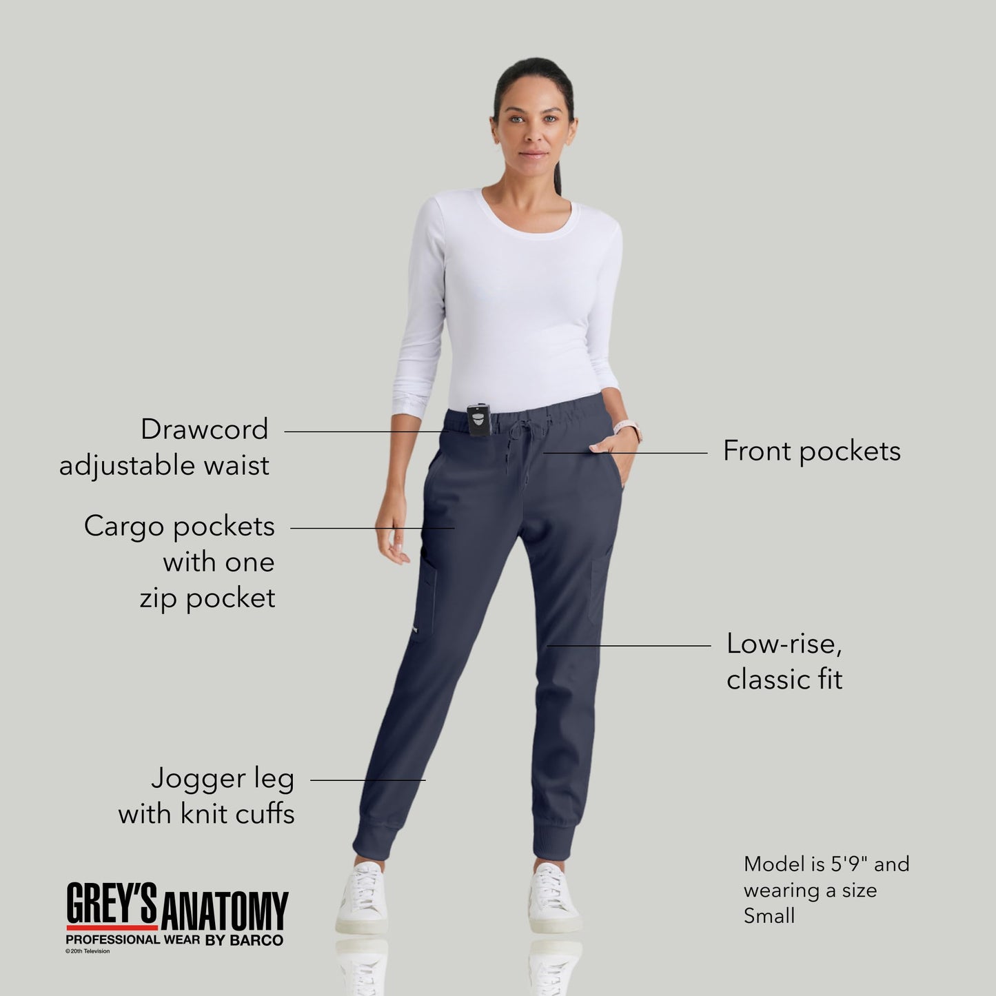 BARCO Grey's Anatomy GRP534 Women's Kira Scrub Pant Moonstruck XST Steel