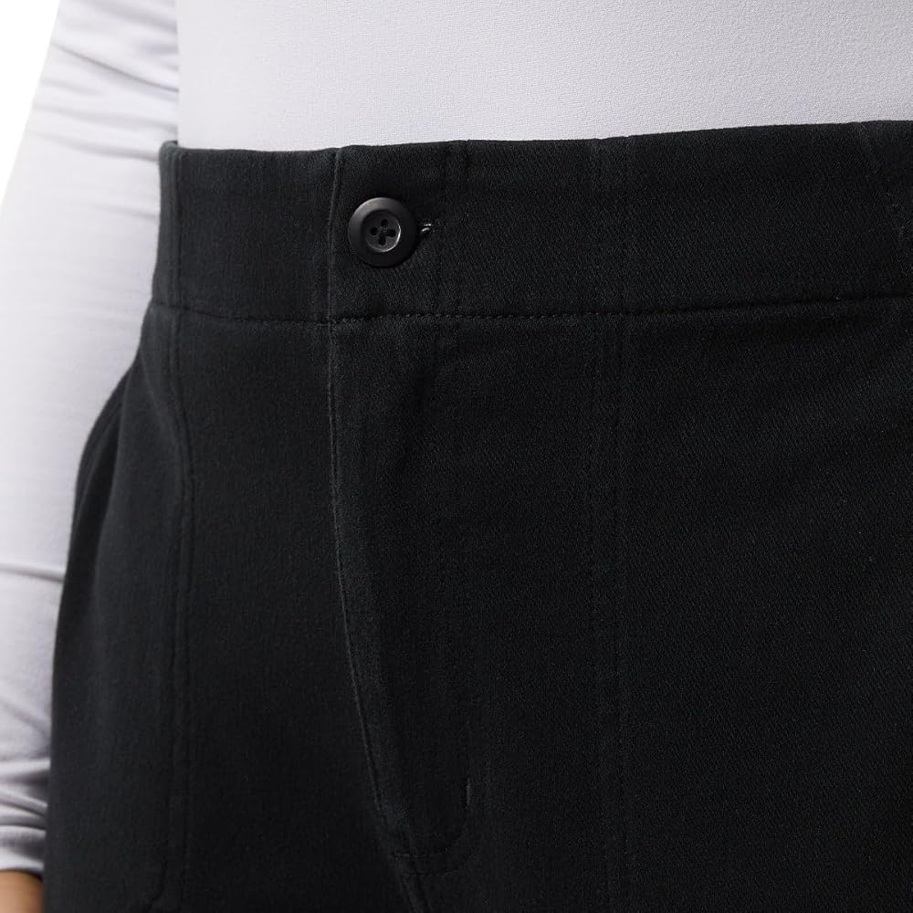 32 Degrees Womens Knit Stretch Elastic Waist Twill Pant (Black, L), Large