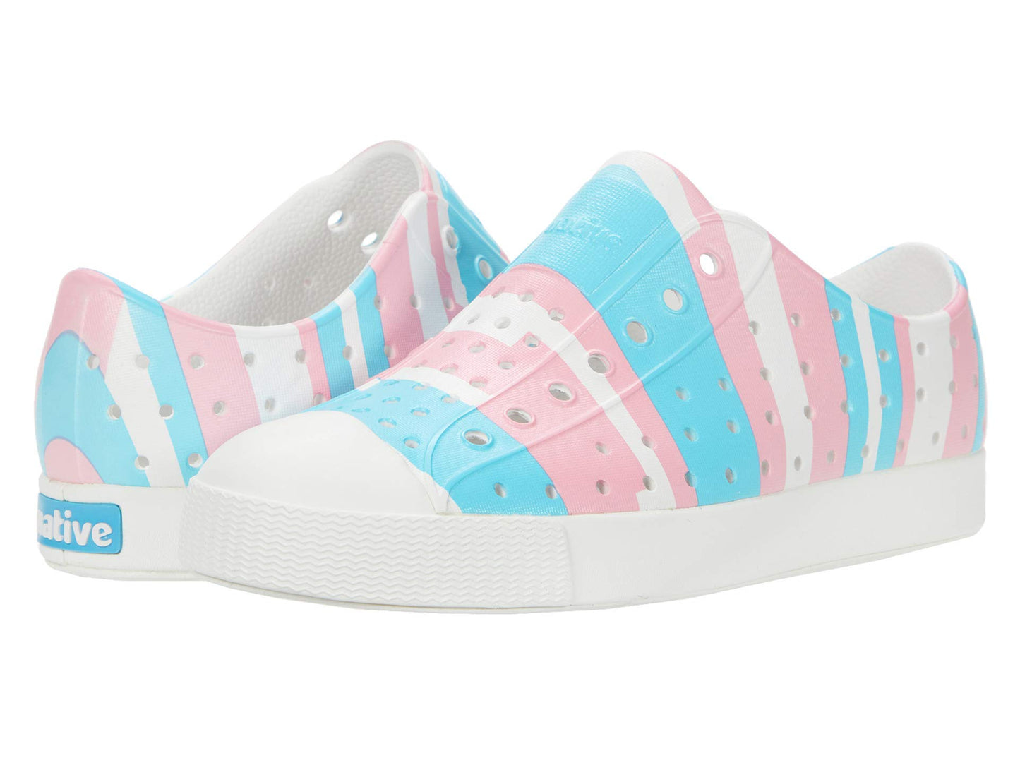 Native Shoes Girl's Jefferson Print (Toddler/Little Kid) Shell White/Shell White/Pastel Multi Stripe 10 Toddler M