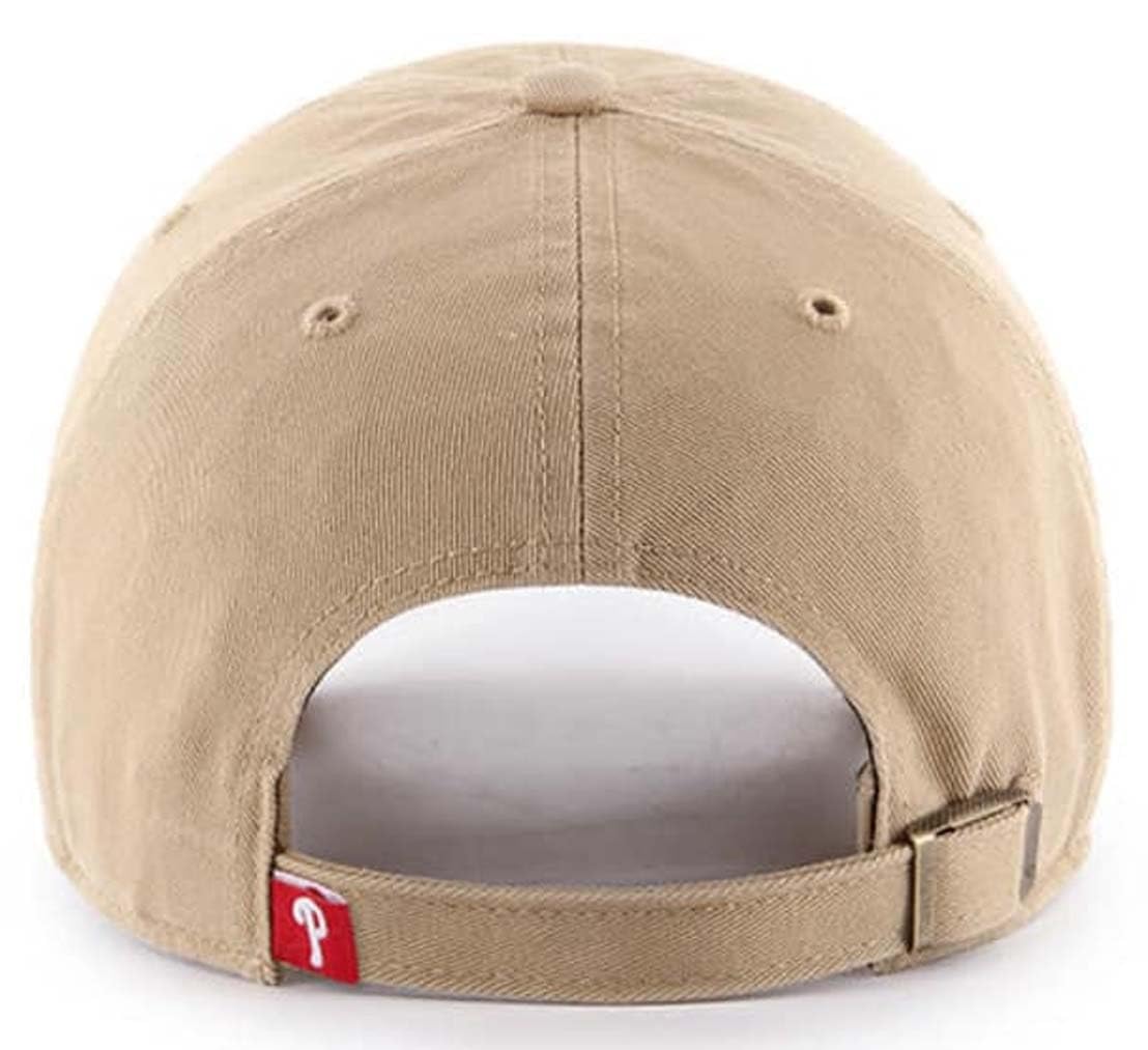 47 Philadelphia Phillies Sure Shot Captain Snapback Hat Dark Maroon Cardinal Light Blue Cap (Khaki Curved Bill Dad Hat)