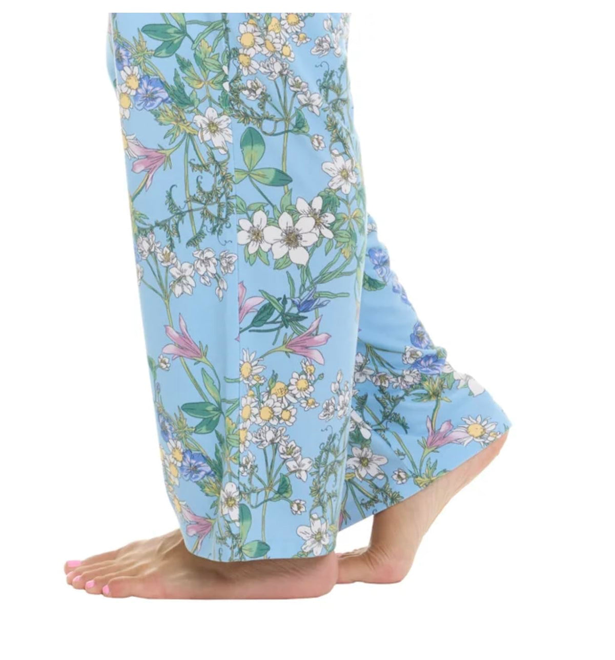 Flora Nikrooz FN Women's 3 Piece Super Soft Lounge PJ Sleep Set, Robe, Tank, and Pant (US, Alpha, X-Large, Regular, Regular, Blue (Floral))