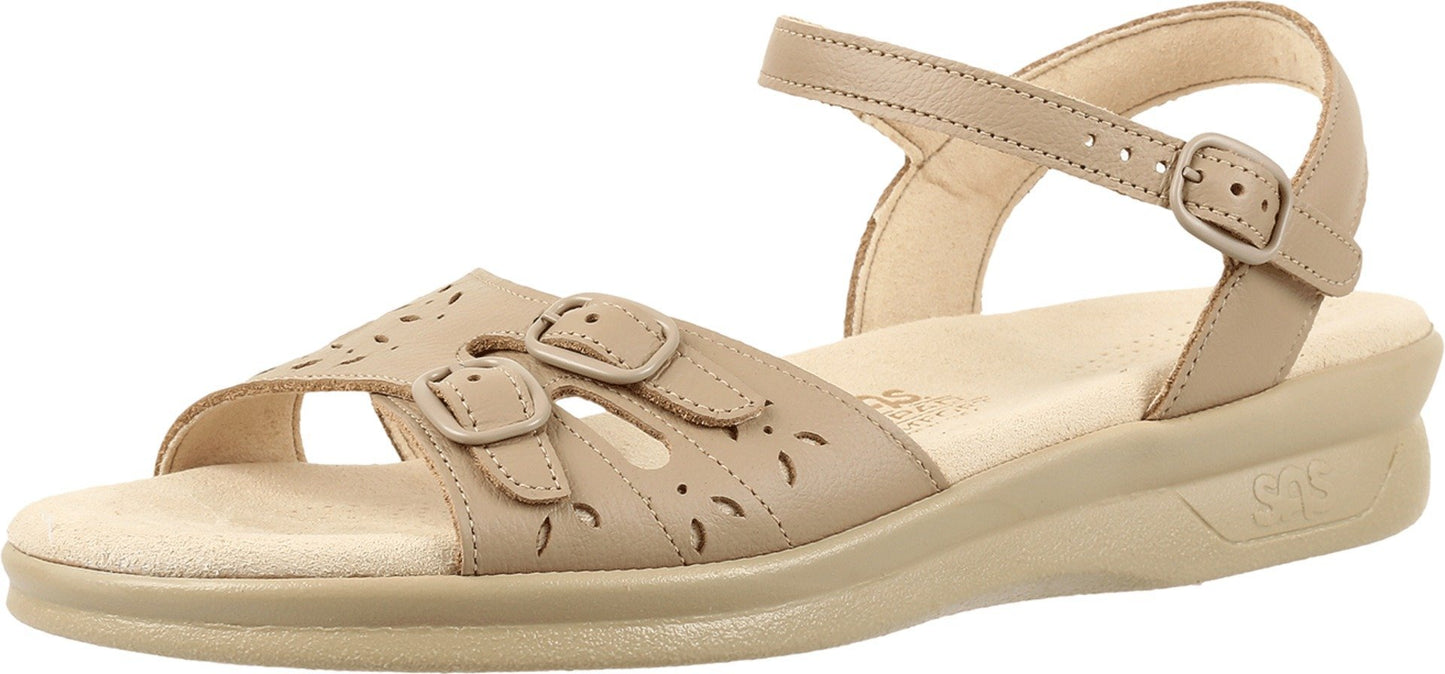 SAS Duo Strap Sandals for Women - Leather Upper with Laser Cut Details, Sturdy and Breathable Casual Sandals Natural 6 S - Slim (AAA)