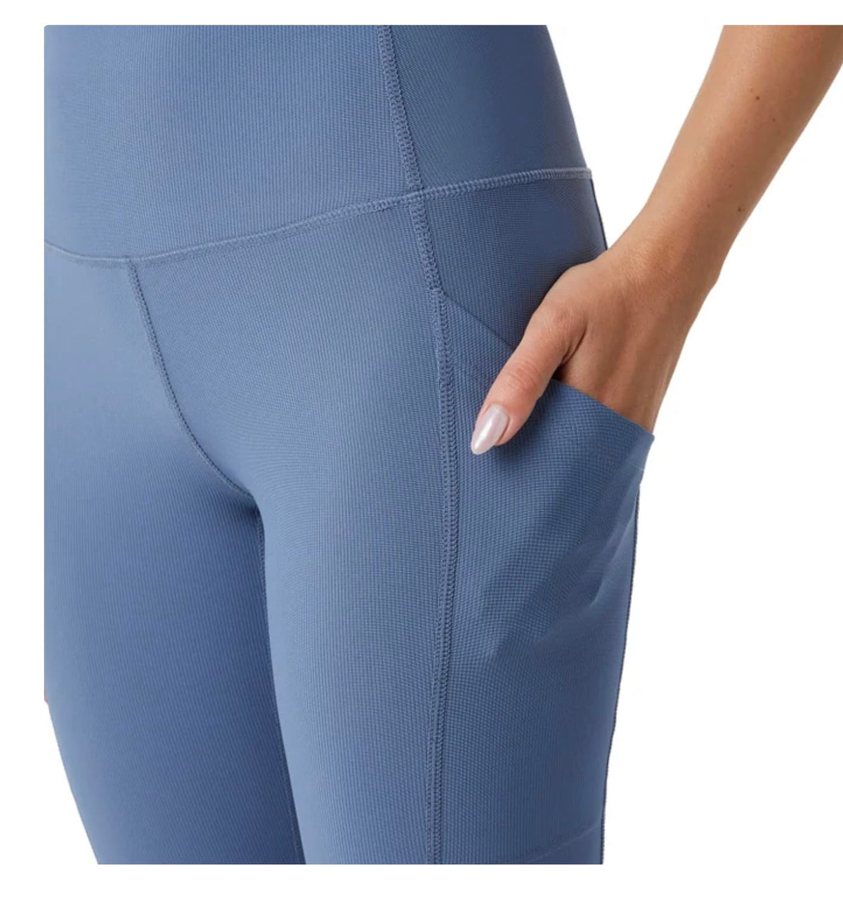 32 Degrees Cool Women's Ribbed Crop Legging Pant with Pockets (US, Alpha, XX-Large, Regular, Regular, Blue (Blue Horizon))