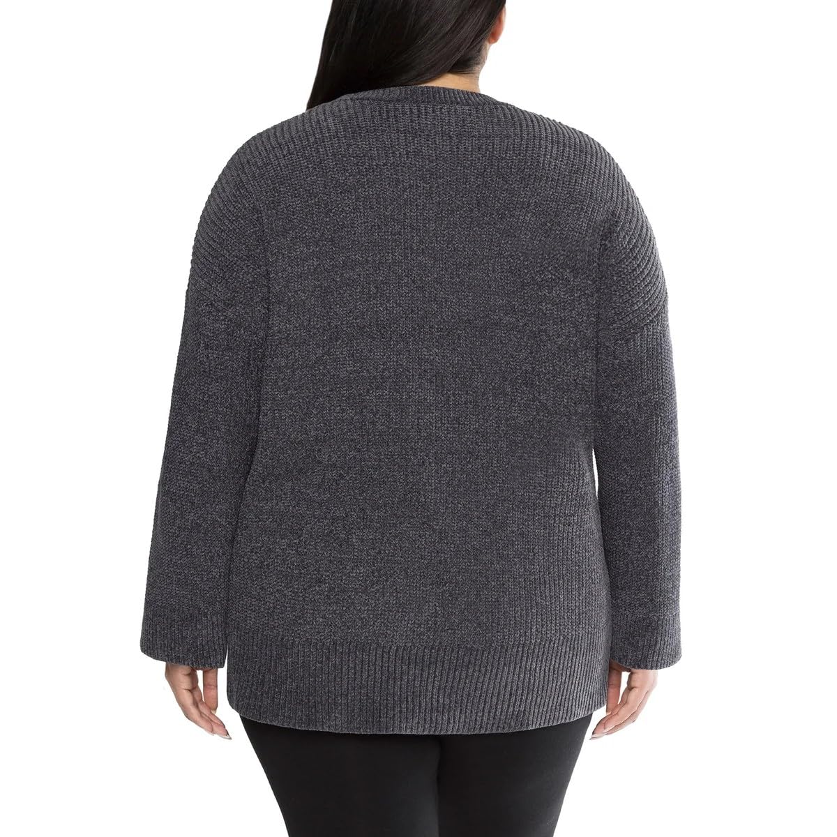 Matty M Ladies' Chenille Tunic Sweater, Crewneck, Ribbed Cuffs and Hem, Wide Sleeves, Multiple Colors (US, Alpha, XX-Large, Plus, Regular, Gray)