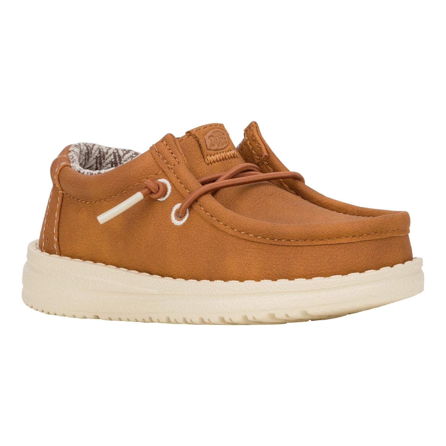 HEYDUDE Boy's Youth Wally Classic Slip On Loafer, Tan Size 3 | Elastic Laces | Flexible Sole | Boys Casual Shoe