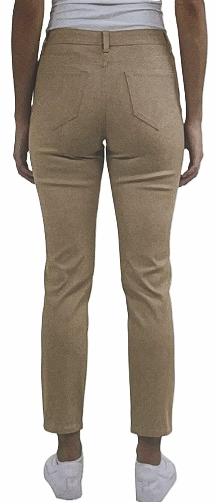 Jachs Girlfriend Women's Straight Leg Ankle Pants, 5-Pocket, Cotton Blend Twill, Stretch (US, Numeric, 10, Regular, Regular, Tan)