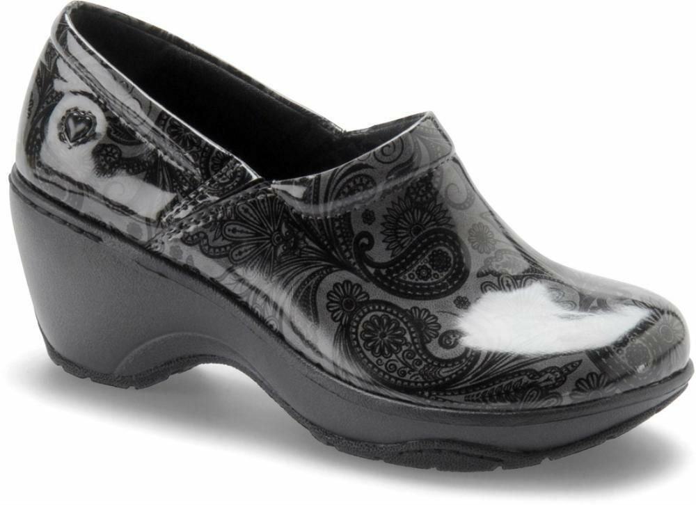 Nurse Mates Bryar-Black/Grey Paisley, 7 C/D (wide) US