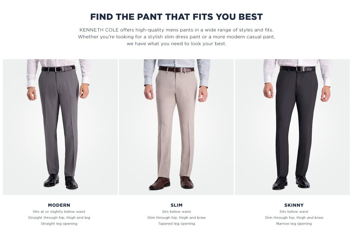 Kenneth Cole REACTION mens 4-way Stretch Solid Gab Slim Fit Dress Pants, Black, 32W x 29L US