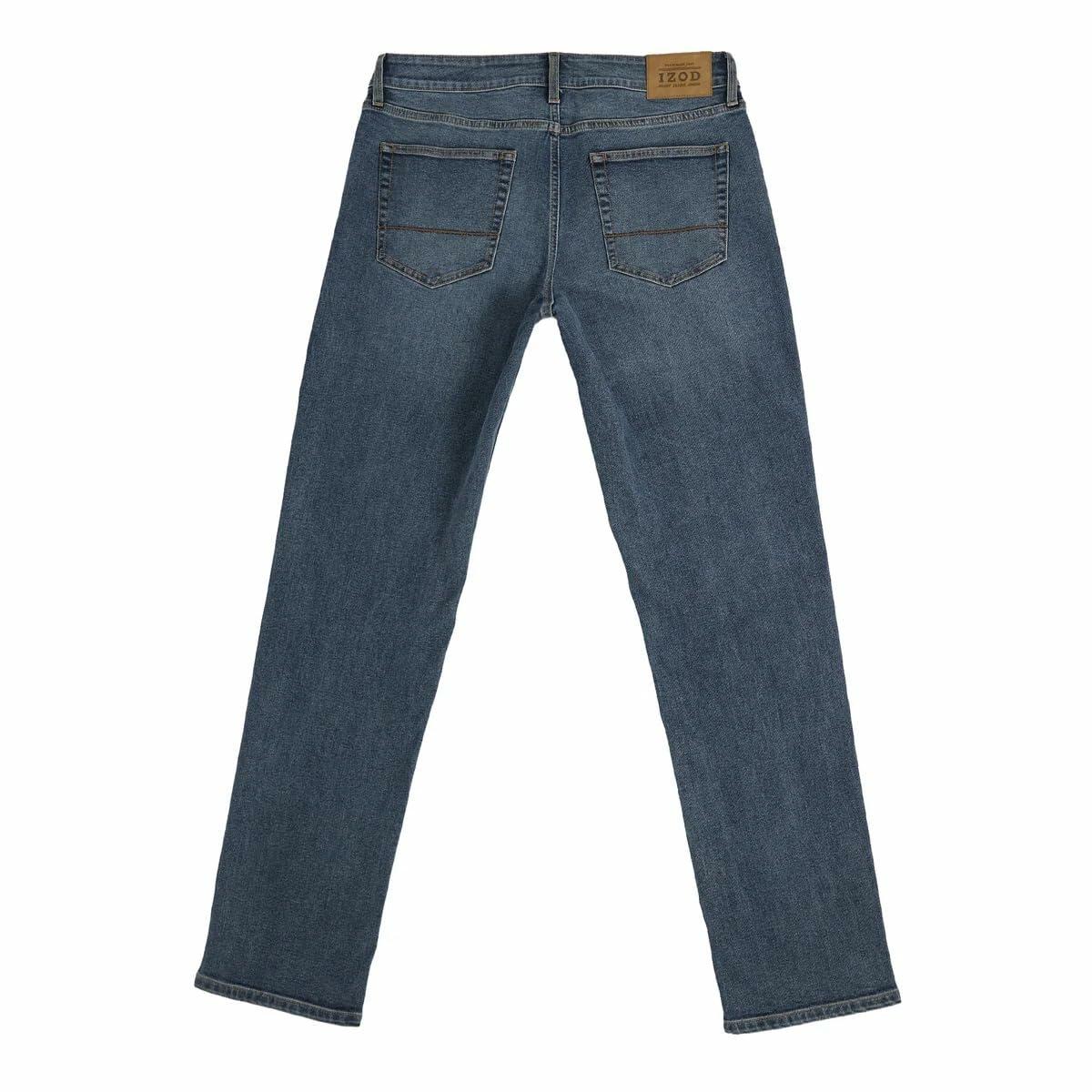 IZOD Men’s Straight Fit Classic 5-Pocket Style Jean (Blue, 38W x 30L)