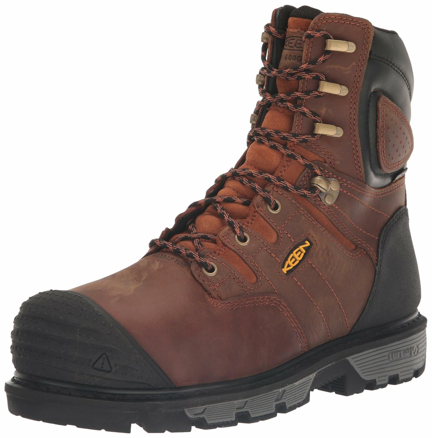 KEEN Utility Men's Camden 8” Composite Toe Waterproof 600G Insulated Heavy Duty Work Boots, Leather Brown/Black, 12