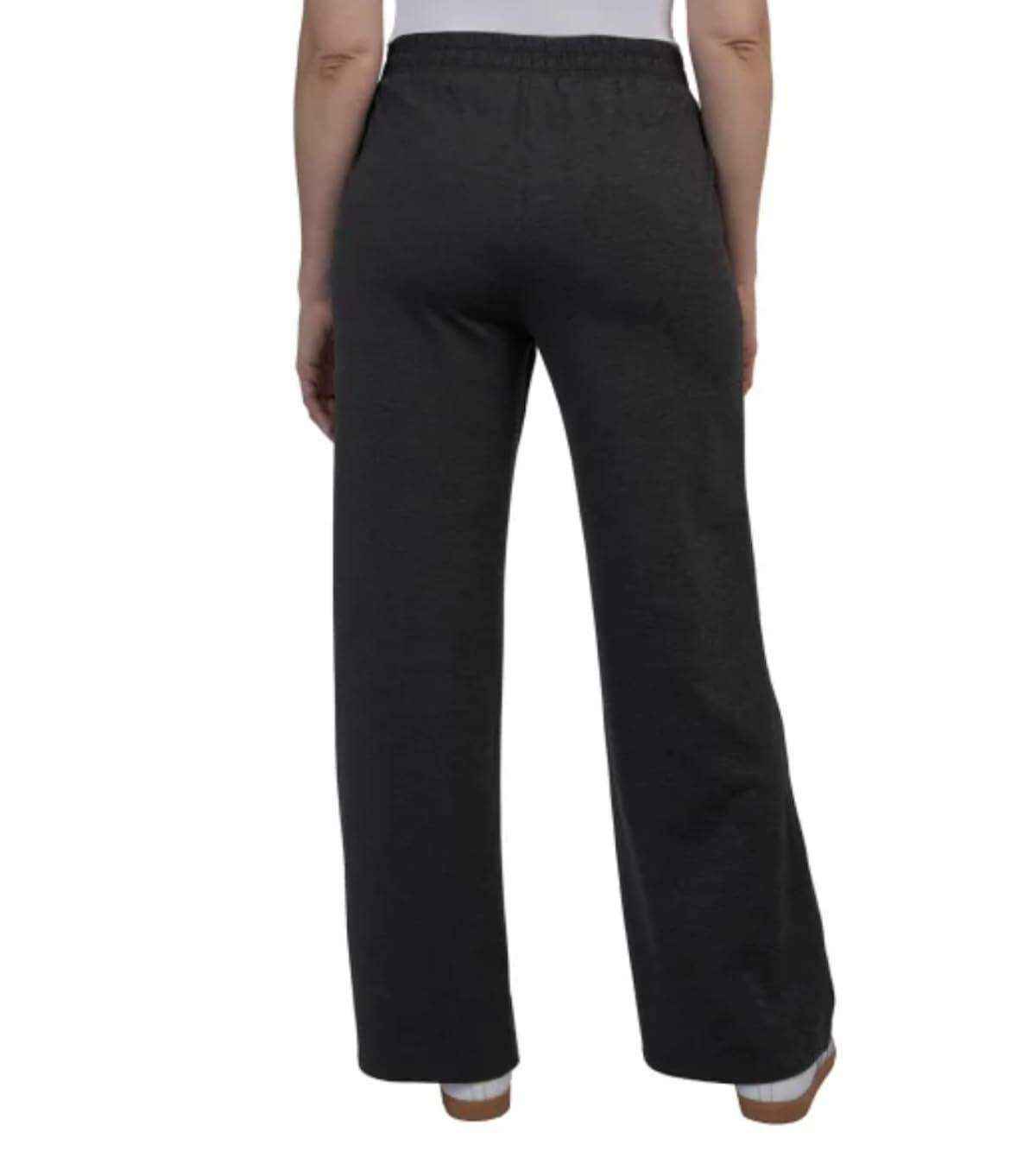 Kirkland Signature Women's Moisture Wicking Lightweight Pintuck Pant (US, Alpha, Large, Regular, Regular, Black Noir Heather (Black))