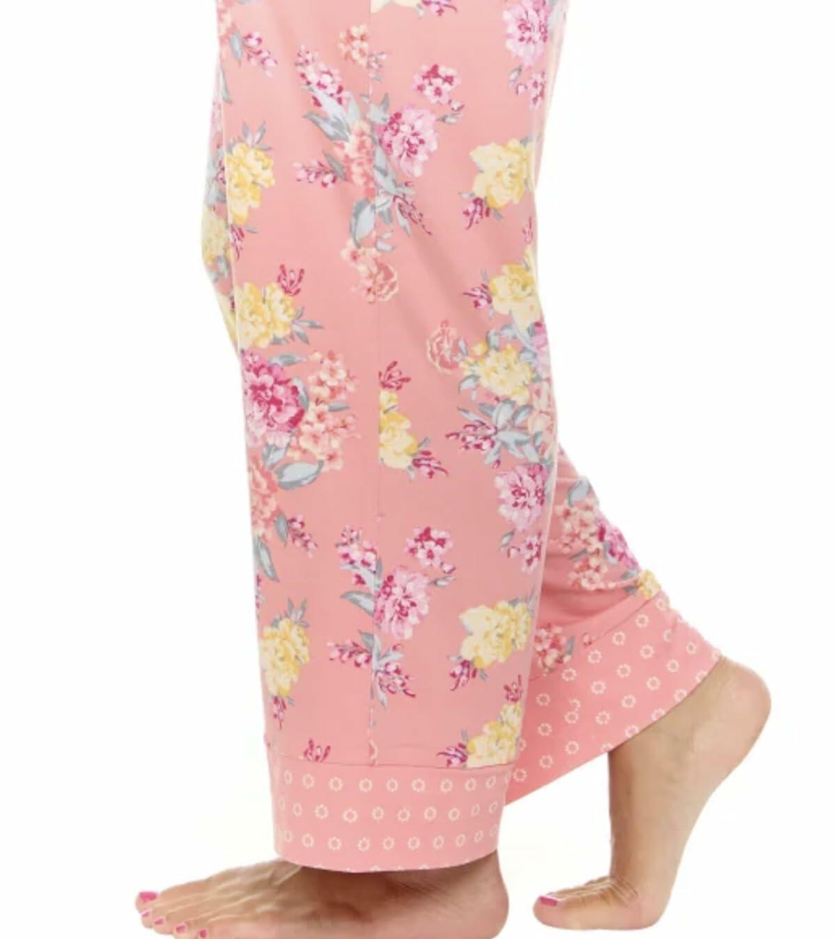 Flora Nikrooz FN Women's Super Soft 3 Piece Pajama Sleep Set, Robe, Tank, and Pant (US, Alpha, XX-Large, Regular, Regular, Pink Floral)