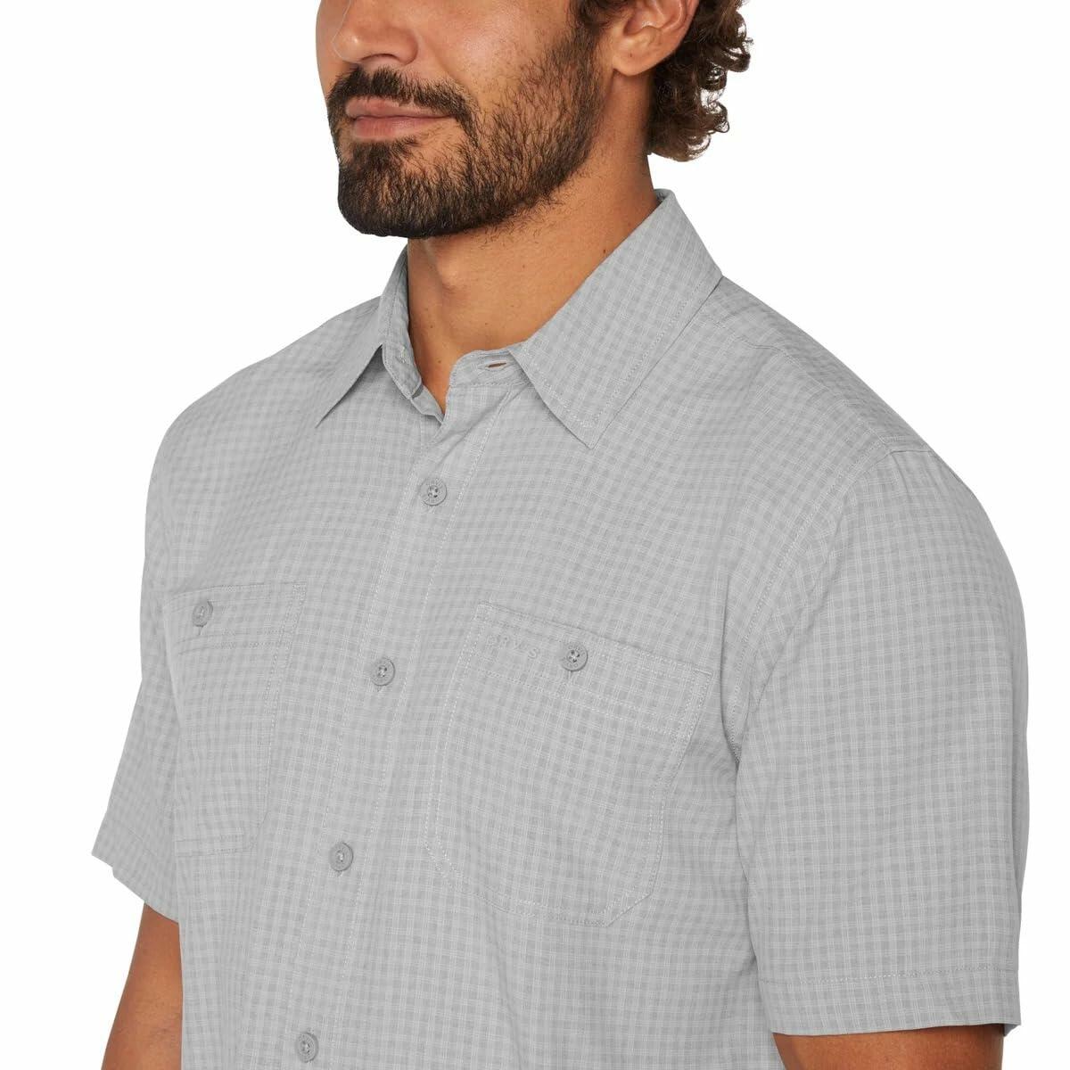 Orvis Men's UPF 30 Relaxed Fit Quick-Dry Short Sleeve Woven (Gray, Small)