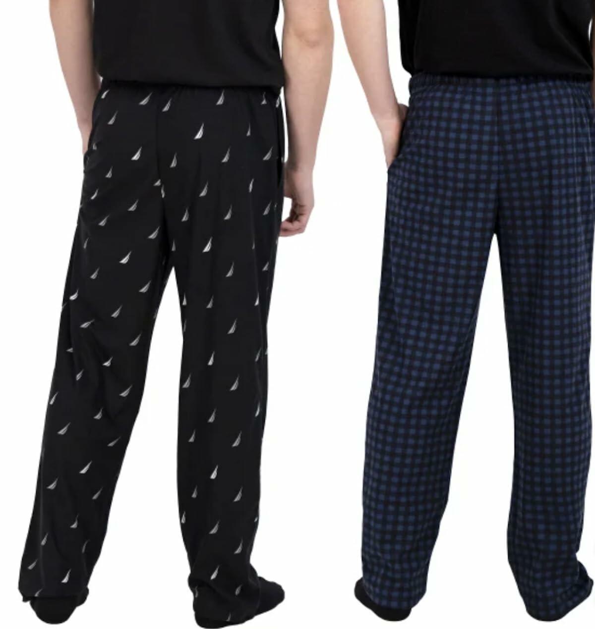 Nautica Men's 2 Pack Fleece Lounge Sleepwear Pajama Pants (Black (True Black/Maritime Navy), Large)