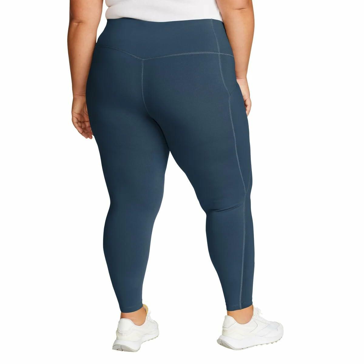 Eddie Bauer Women's Comfort Stretch Moisture Wicking Trail Legging Tight with Pockets (US, Alpha, X-Large, Regular, Regular, Blue)