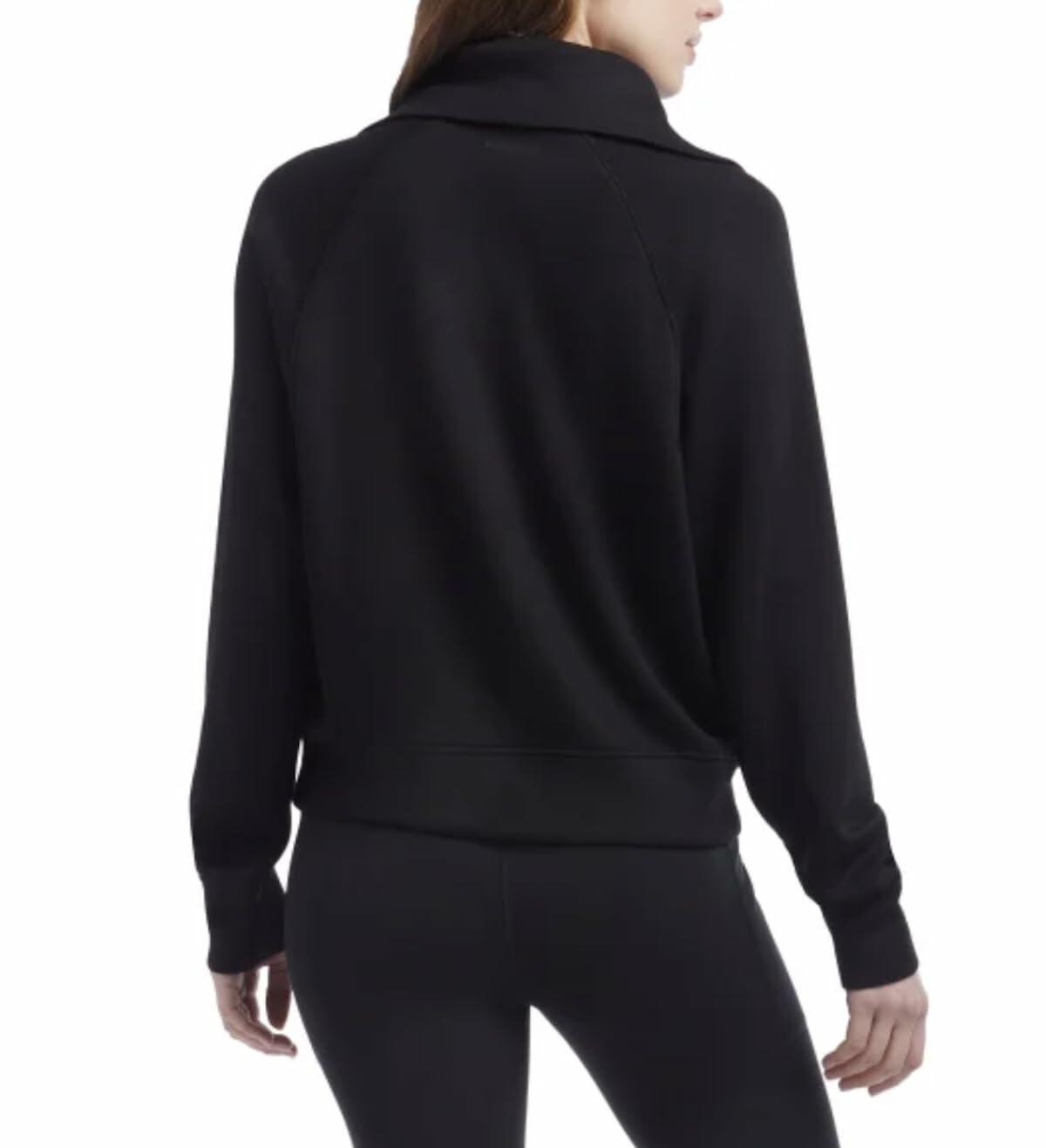Danskin Women's Luxe Half Zip Pullover Top (US, Alpha, Medium, Regular, Regular, Black Salt)