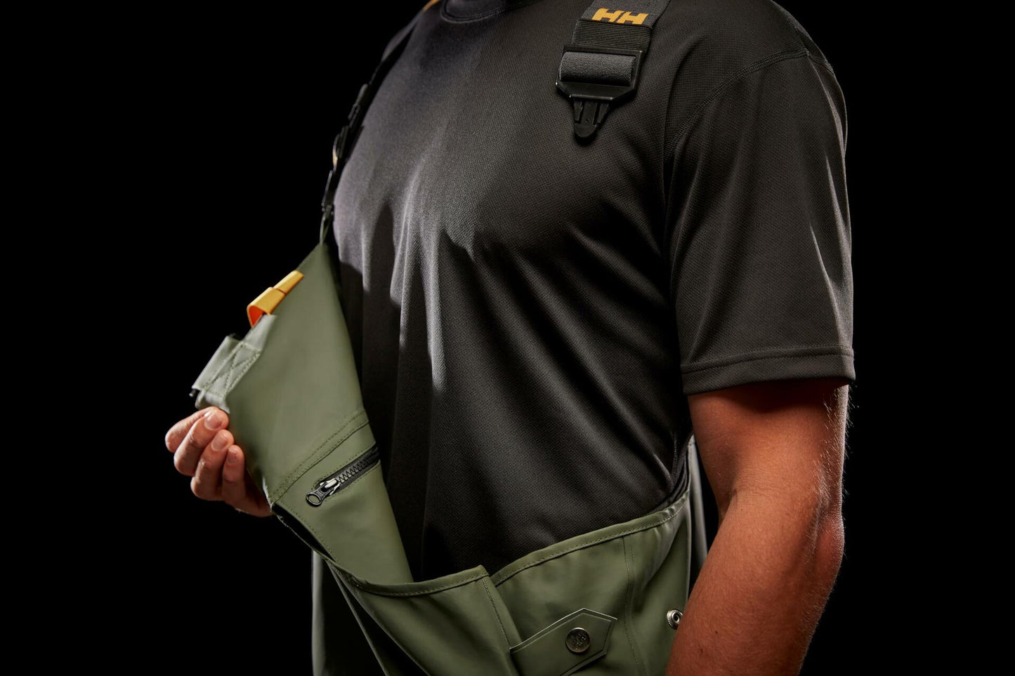 Helly-Hansen Workwear Storm Waterproof Bib Pants for Men - Breathable & PVC-Coated Waterproof Bibs - Work Overalls for Men - 480 Army Green - X-Large