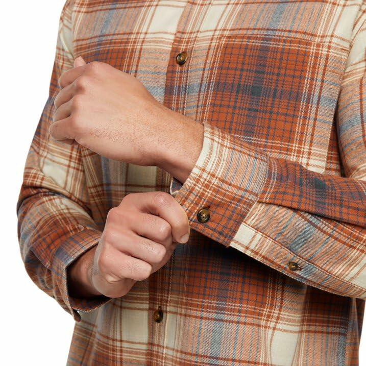 Eddie Bauer Men’s Classic Plaid Flannel Shirt – Long Sleeve, Button-Up (US, Alpha, XX-Large, Regular, Regular, Orange)