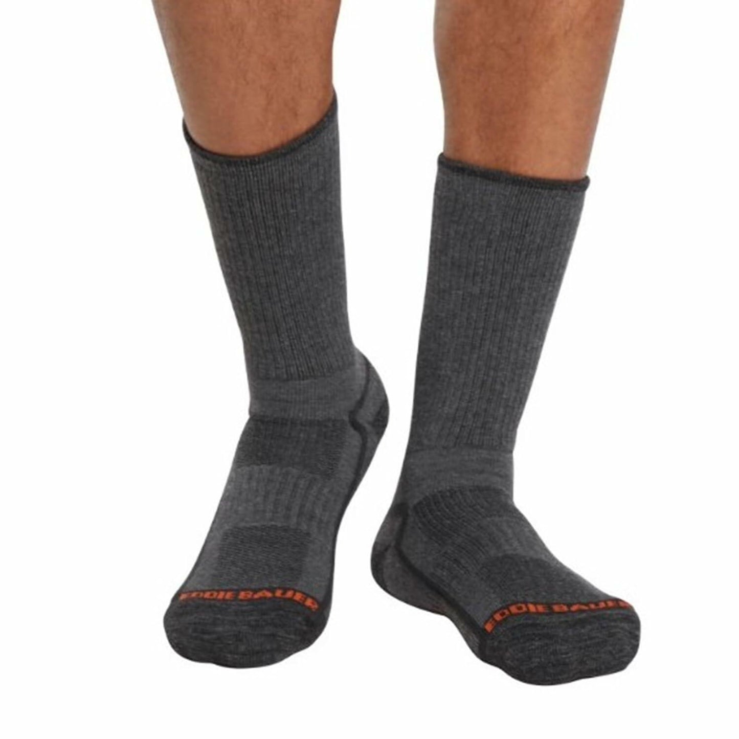 Eddie Bauer Men's 6-Pack Trail Sock, One size fits men's shoe sizes 6-12 (US, Alpha, One Size, Regular, Regular, Blue Pack)