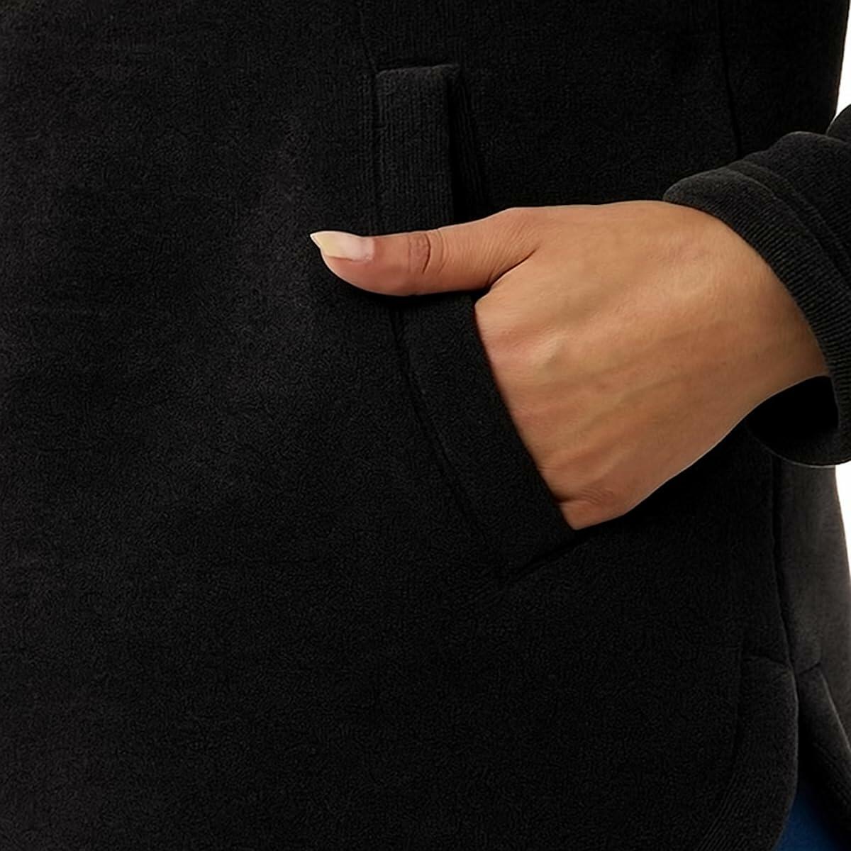 32 Degrees Heat Women's Mock Neck Fleece 1/4 Zip Pullover Sweater with Pockets (US, Alpha, Medium, Regular, Regular, Black)