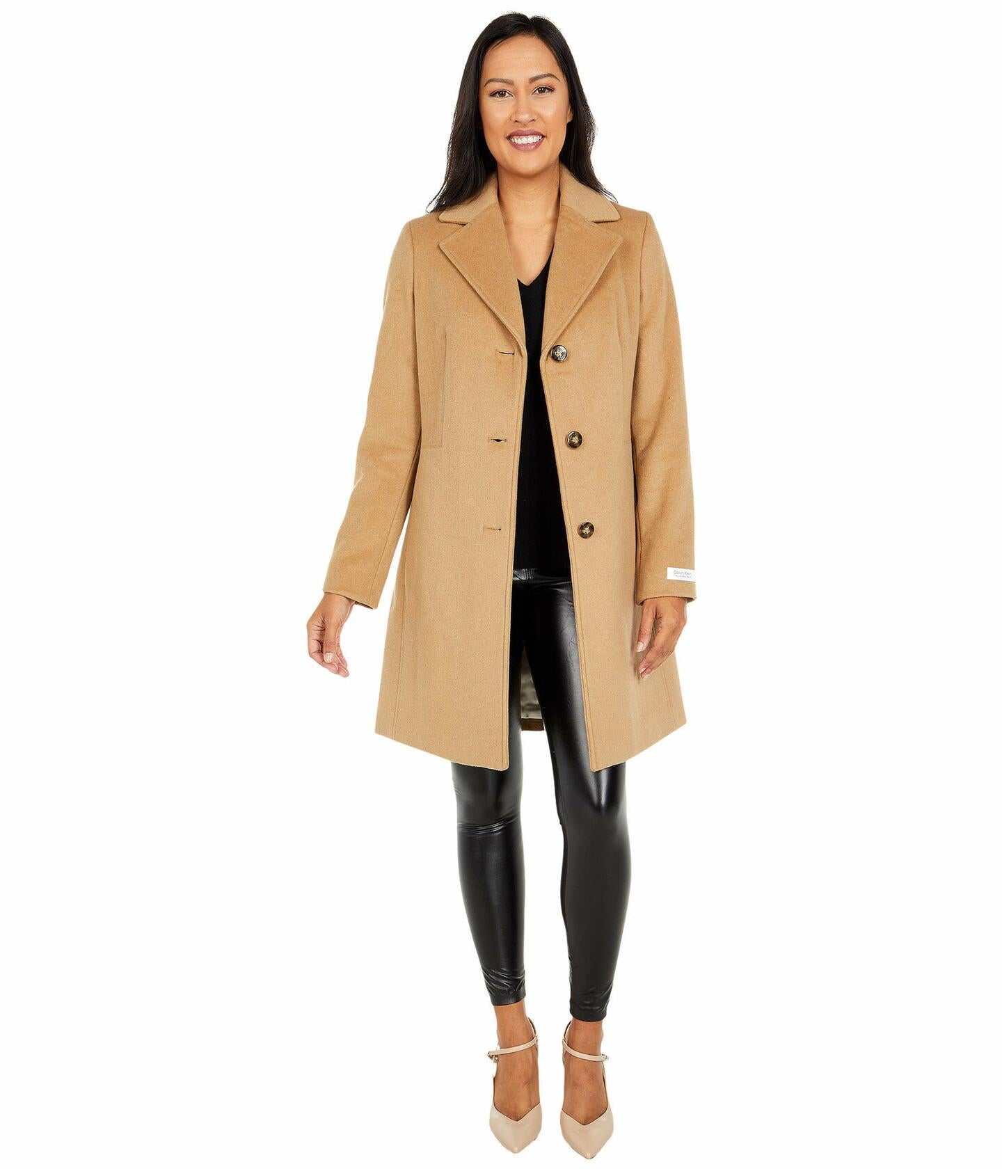 Calvin Klein Classic Single Breasted Wool Coat Camel 4