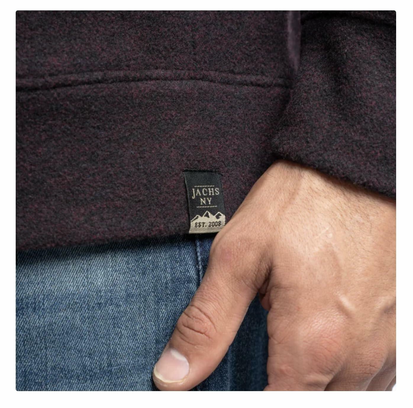 Jachs New York Men's Relaxed Fit Brushed Heathered Pullover Hoodie with Pockets (US, Alpha, Large, Regular, Regular, Dark Red)