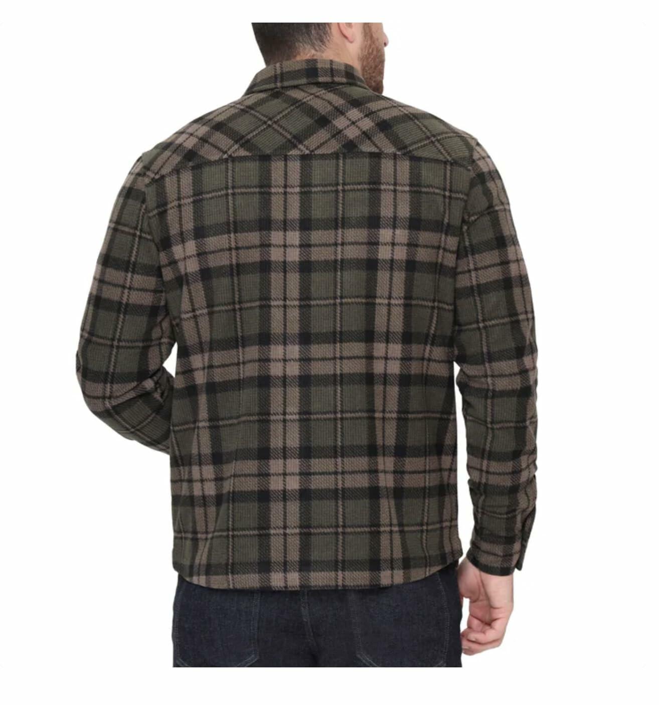 The B.C. Clothing Co. Heritage Men's Textured Flannel Shirt (US, Alpha, Small, Regular, Regular, Green)