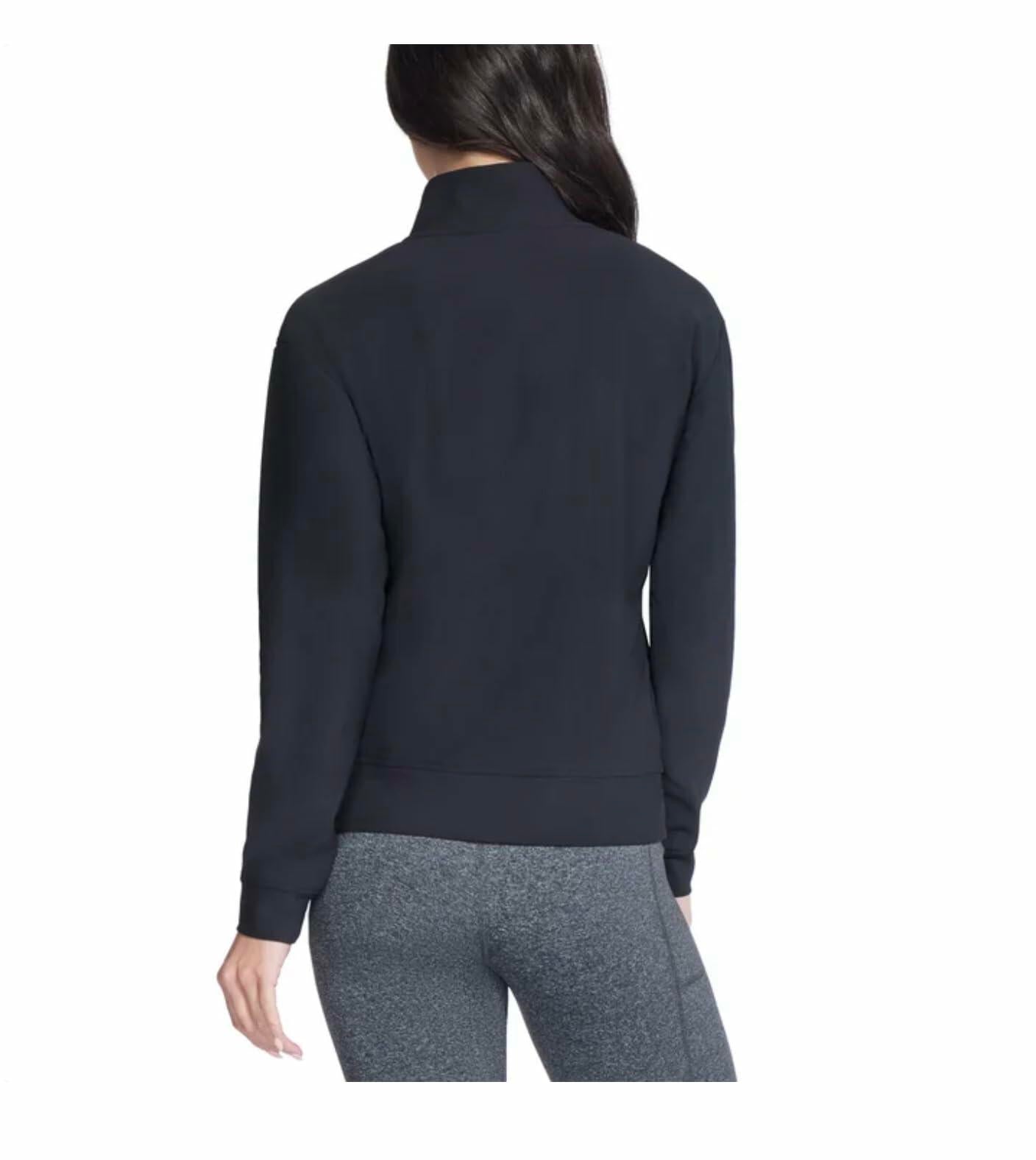 Skechers Women's Stretch Ribbed Quarter Zip Pullover with Kangaroo Pocket (US, Alpha, X-Large, Regular, Regular, Black)