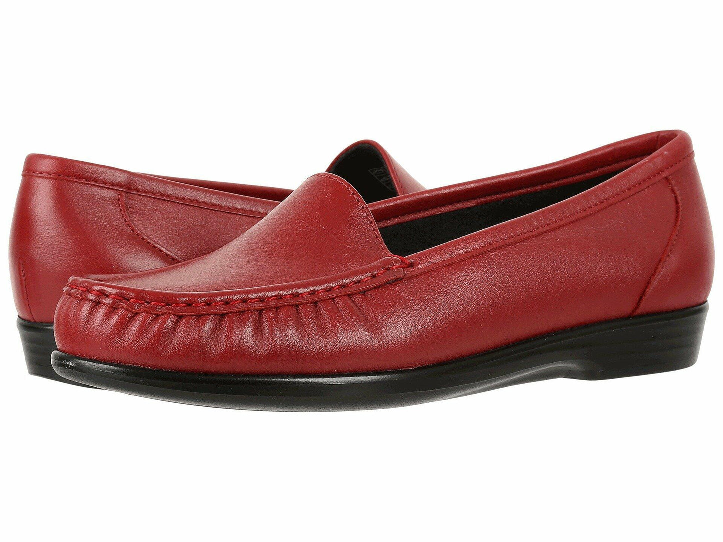SAS® Simplify Comfort Loafers for Women – Tri-Pad® Comfort System – PU Construction - Supersoft® Red 6 WW - Double Wide (D)