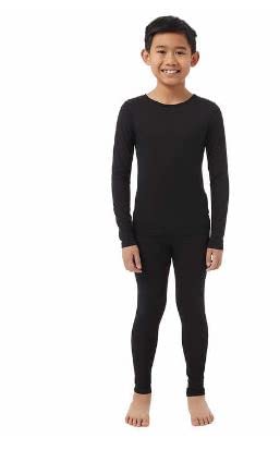 32 Degrees Kids Baselayer Top Pant Set, Black, X-Large