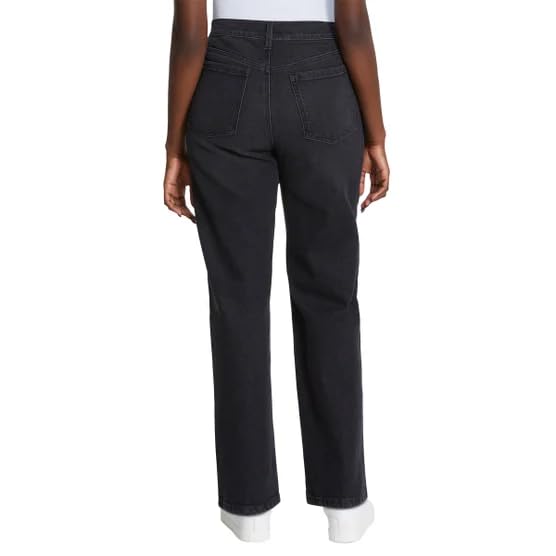 Gloria Vanderbilt Women’s Straight Leg Relaxed Fit Cotton Stretch Jean (Black, 8)