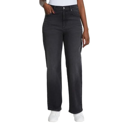 Gloria Vanderbilt Women’s Straight Leg Relaxed Fit Cotton Stretch Jean (Black, 8)