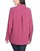 Hilary Radley Women's Roll Tab Sleeve Blouse, Button Down, Long Sleeve, Crinkle Top with Chest Pockets (US, Alpha, Small, Regular, Regular, Dark Pink)