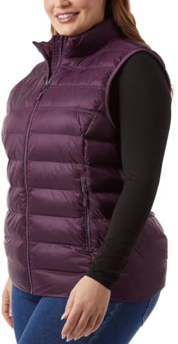 32 Degrees Heat Womens Lightweight Packable Puffer Vest (US, Alpha, XX-Large, Regular, Regular, Dark Purple Winter Bloom)